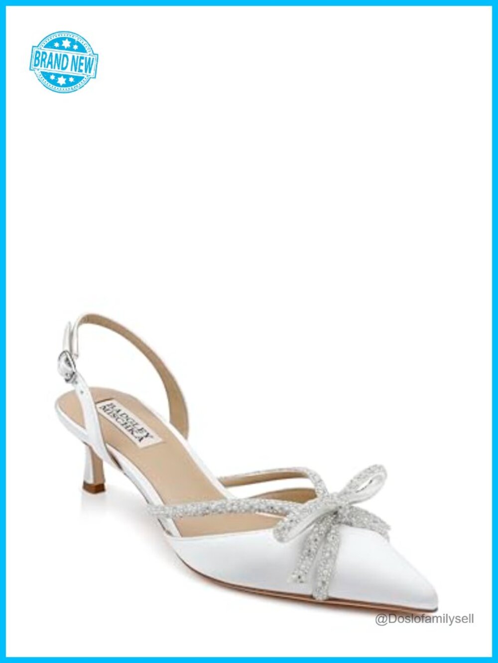Badgley Mischka Angelina Silk Slingback Peep Toe Kitten Heels Formal
